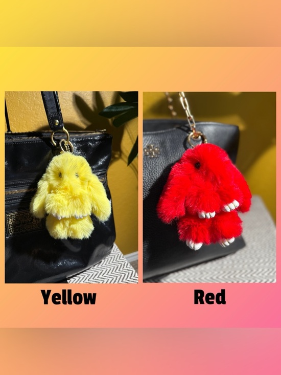 Handbags - Faux Fur Bunny Bag Charm | Yellow or Red